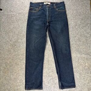 VTG Levi's 505 Regular Fit Dark Wash Denim Jeans Mens 36x32 (36x33) Workwear Y2K